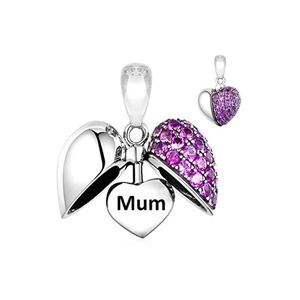 Authentic 925 Silver Love You Heart Mum Charm